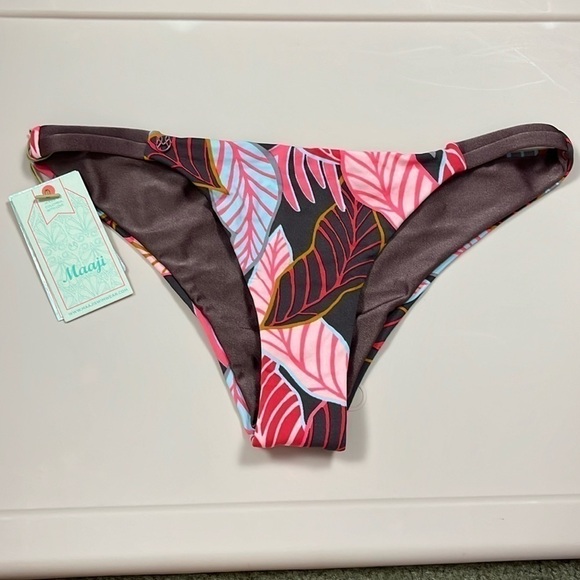 Maaji Reversible Split Strap Bikini Bottoms in Palm Tree Village - Picture 1 of 8